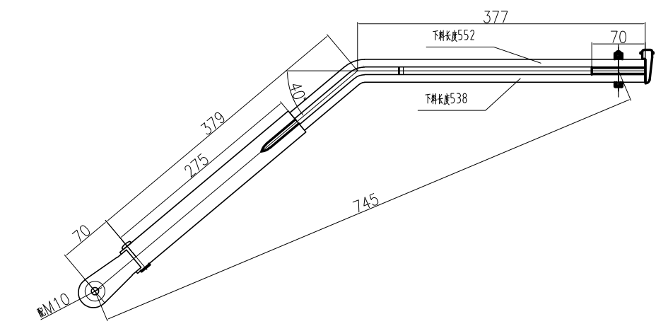  GBFJK11 仿進(jìn)口雙圓管倒置右刮臂(40度、小孔)