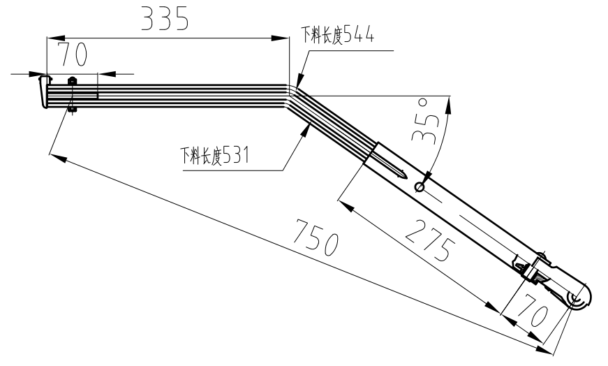 GBXM89 廈門金龍750mm雙圓管左刮臂（35度）