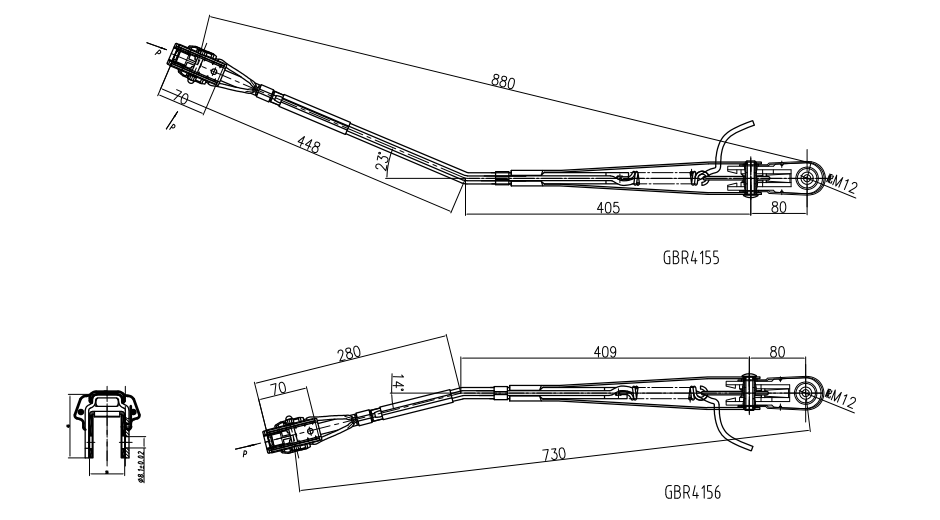 GBR4155（左）、GBR4156（右）R14-單扁桿刮臂
