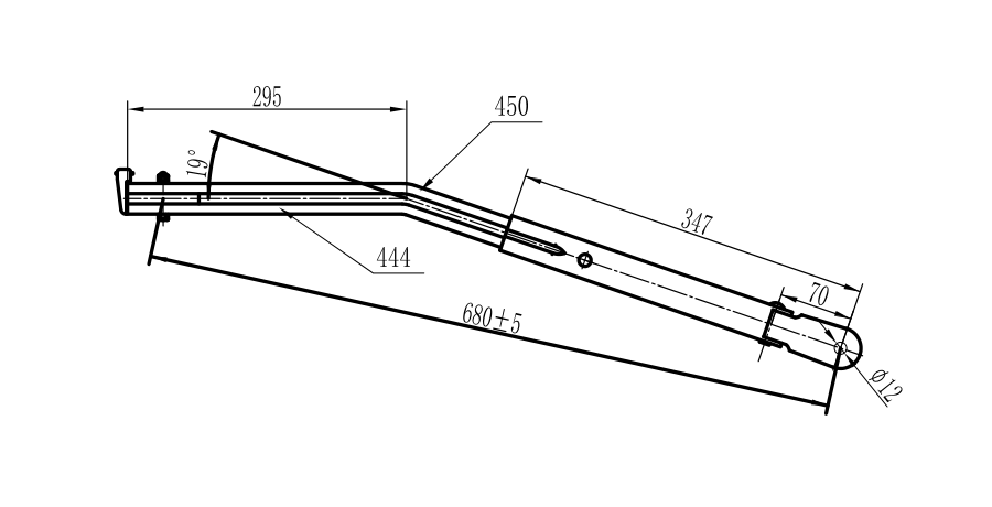 GBSX09 紹興GJ680mm雙圓管左刮臂（19度）